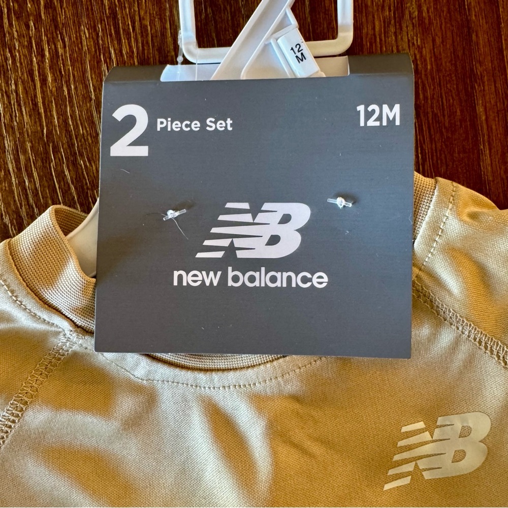 NWT tan & black New Balance 2 piece shorts set 12M - Picture 5 of 10